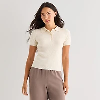 a.n.a Womens Short Sleeve Polo Sweater