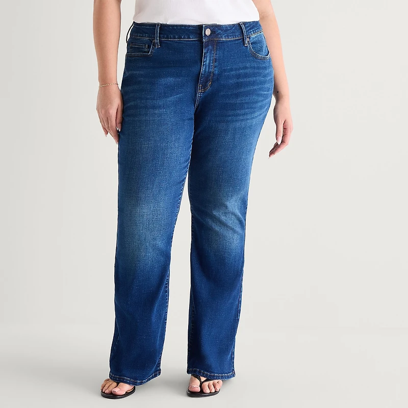 a.n.a Womens Plus High Rise Flare Leg Jean