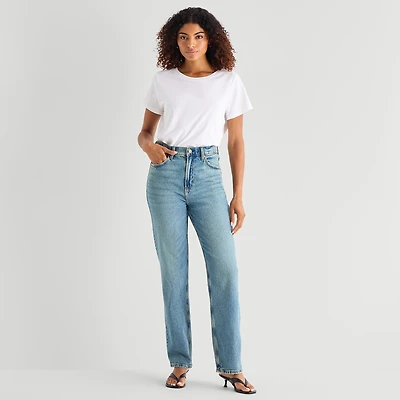 a.n.a Womens High Rise Straight Leg Jean