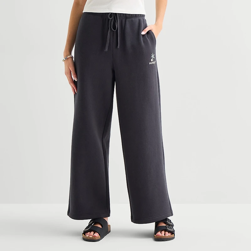 Hurley Womens Juniors Wide Leg Fleece Sweatpant