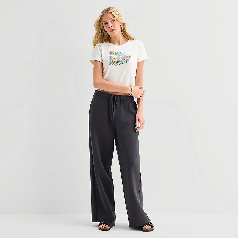 Hurley Womens Juniors Wide Leg Fleece Sweatpant