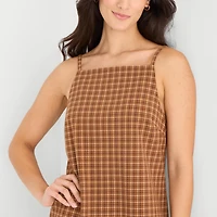 a.n.a Womens Square Neck Sleeveless Plaid Sheath Dress