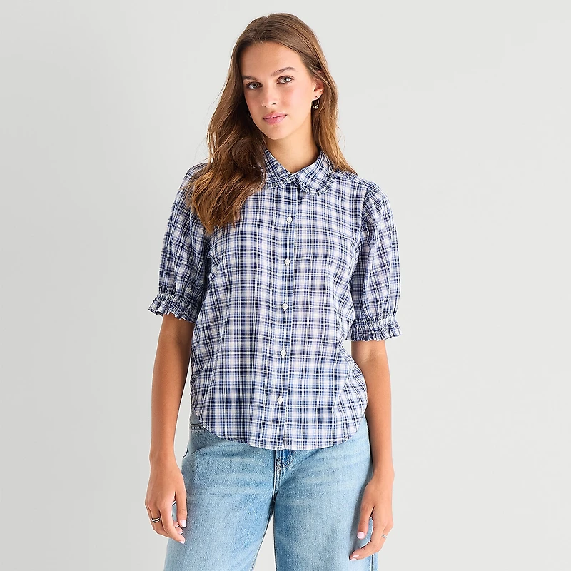 a.n.a Womens Short Sleeve Blouse
