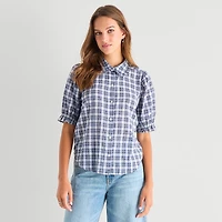 a.n.a Womens Short Sleeve Blouse