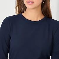 A.N.A Ribbed Womens Crew Neck Long Sleeve T-Shirt