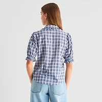 a.n.a Womens Short Sleeve Blouse