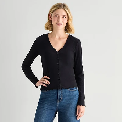 a.n.a Womens V Neck Long Sleeve Button Cardigan