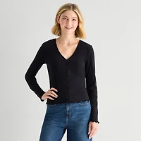 A.N.A Womens V Neck Long Sleeve Button Cardigan