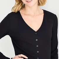 A.N.A Womens V Neck Long Sleeve Button Cardigan