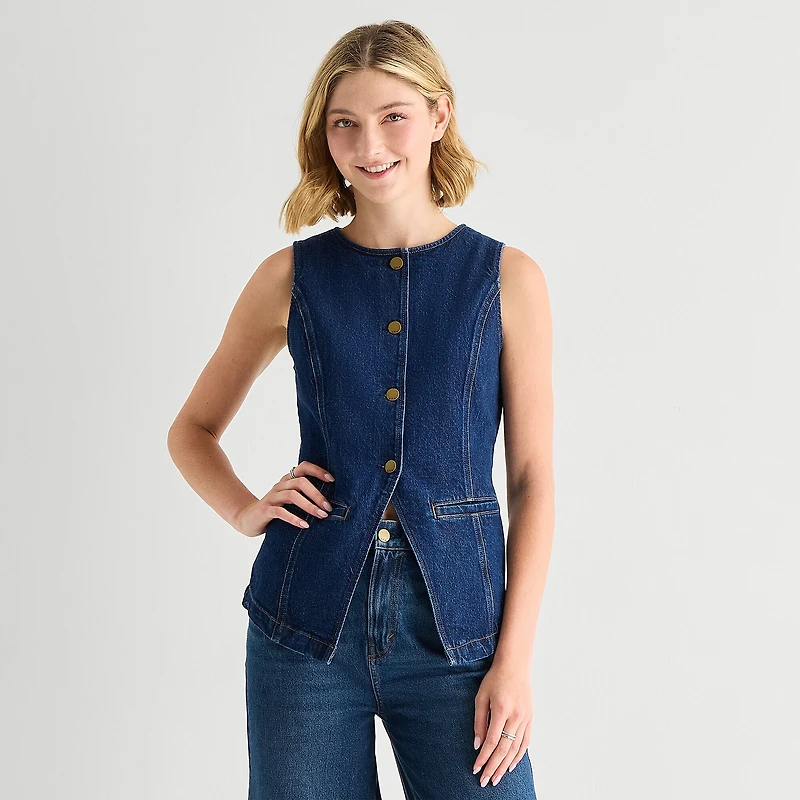 a.n.a Womens Round Neck Sleeveless Vest