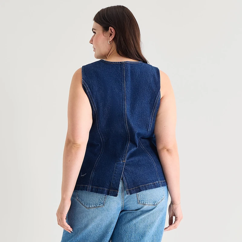 a.n.a Womens Plus Crew Neck Sleeveless Vest