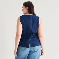 a.n.a Womens Plus Crew Neck Sleeveless Vest