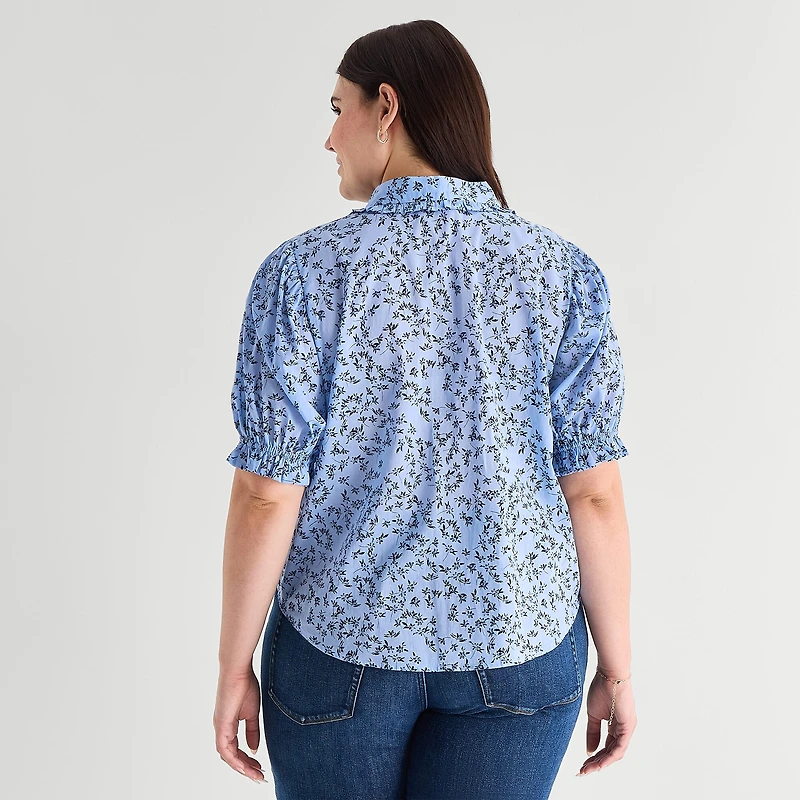 a.n.a Womens Plus Short Sleeve Blouse