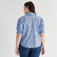 a.n.a Womens Plus Short Sleeve Blouse