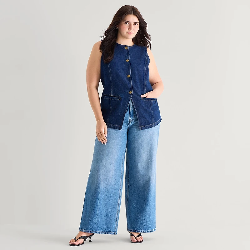 a.n.a Womens Plus Crew Neck Sleeveless Vest