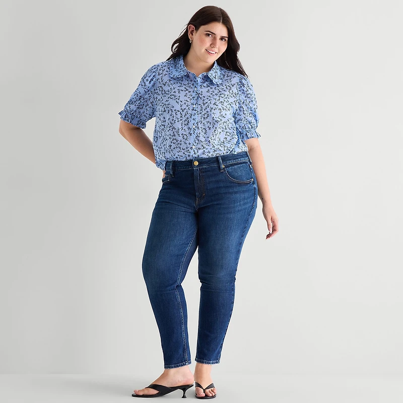 a.n.a Womens Plus Short Sleeve Blouse