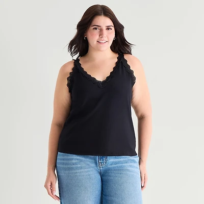 a.n.a Womens Plus V Neck Sleeveless Tank Top