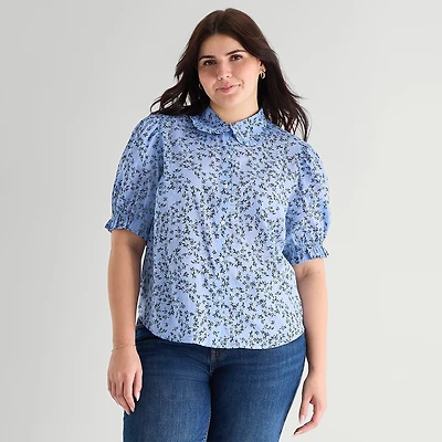 a.n.a Womens Plus Short Sleeve Blouse