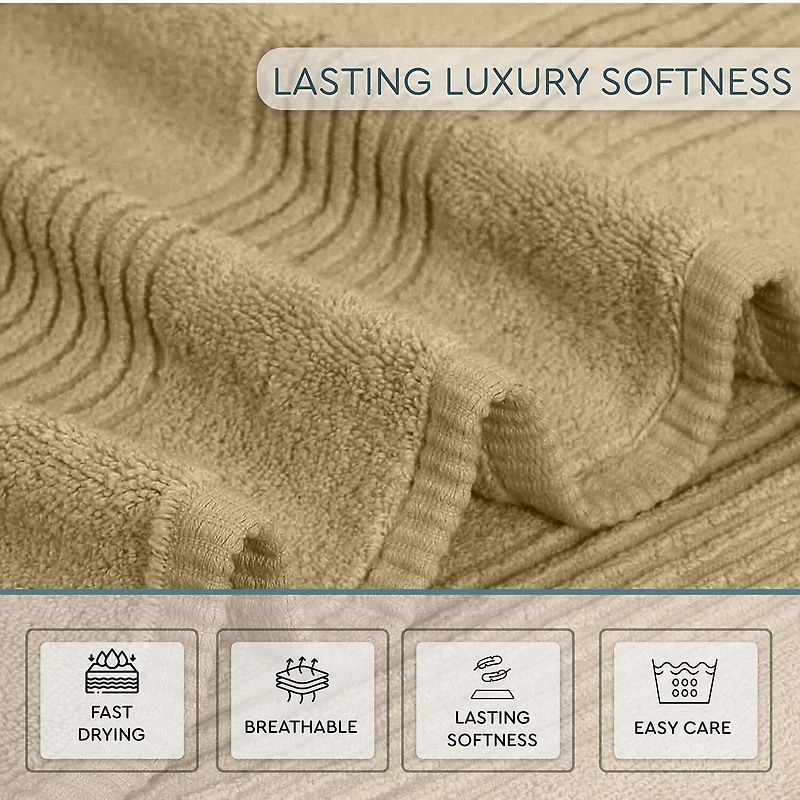 Home Weavers Inc Hazel Collection 100% Cotton Zero Twist Super Absorbent -pc. Quick Dry Bath Towel Set