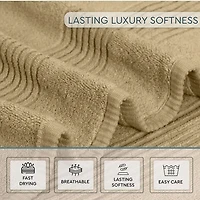 Home Weavers Inc Hazel Collection 100% Cotton Zero Twist Super Absorbent -pc. Quick Dry Bath Towel Set