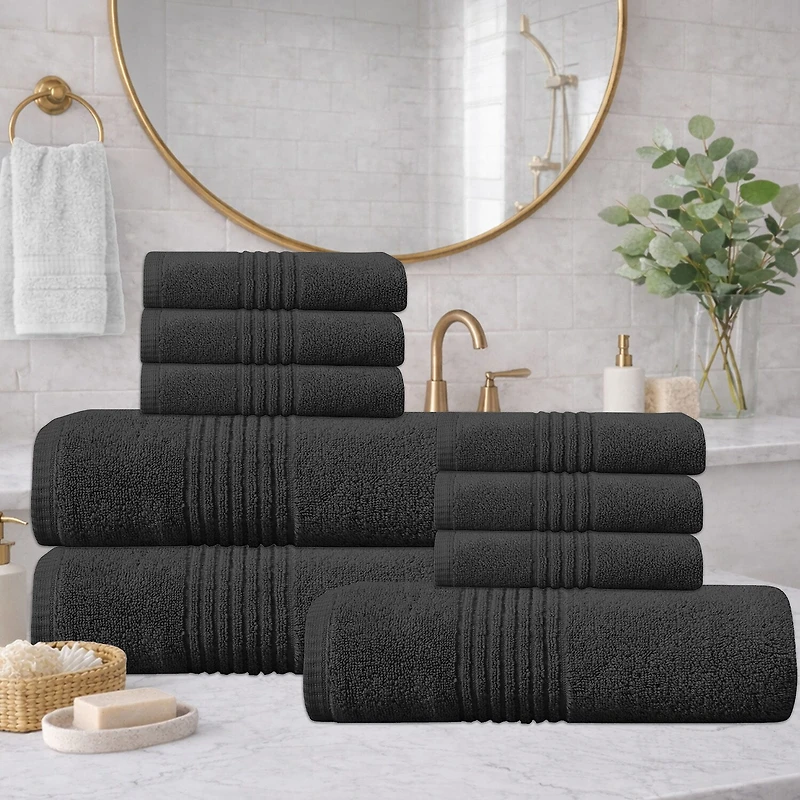 Home Weavers Inc Hazel Collection 100% Cotton Zero Twist -pc. Quick Dry Bath Towel Set