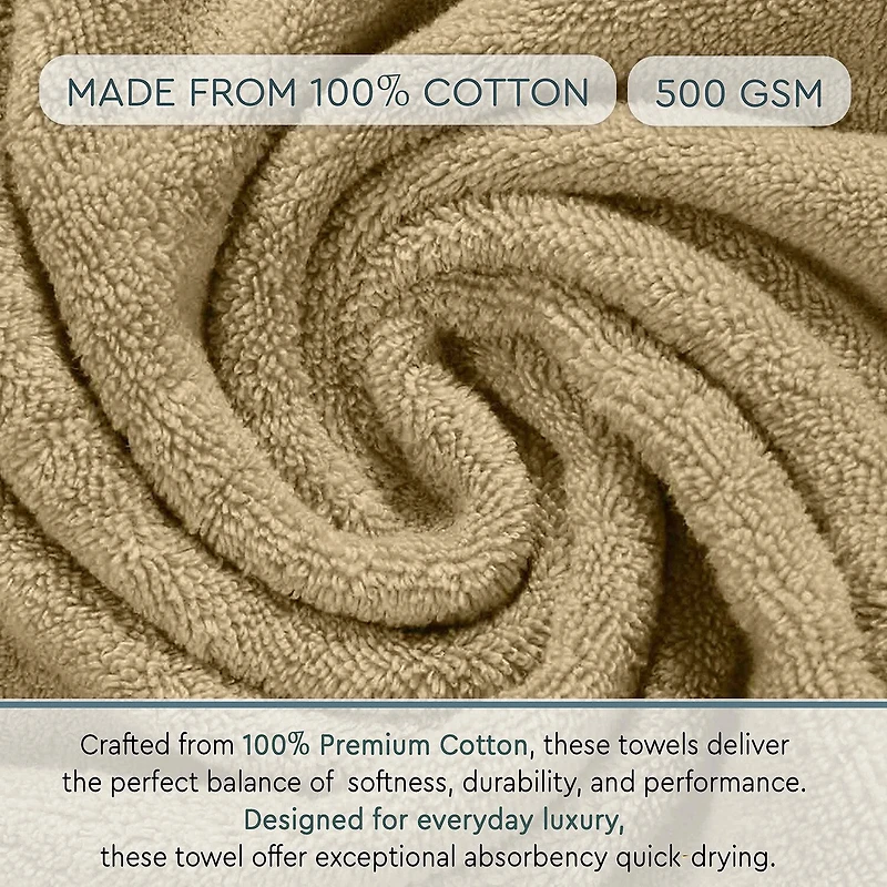 Home Weavers Inc Hazel Collection 100% Cotton Zero Twist Super Absorbent -pc. Quick Dry Bath Towel Set