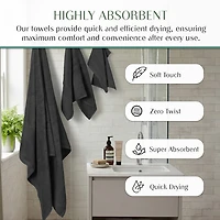 Home Weavers Inc Hazel Collection 100% Cotton Zero Twist -pc. Quick Dry Bath Towel Set