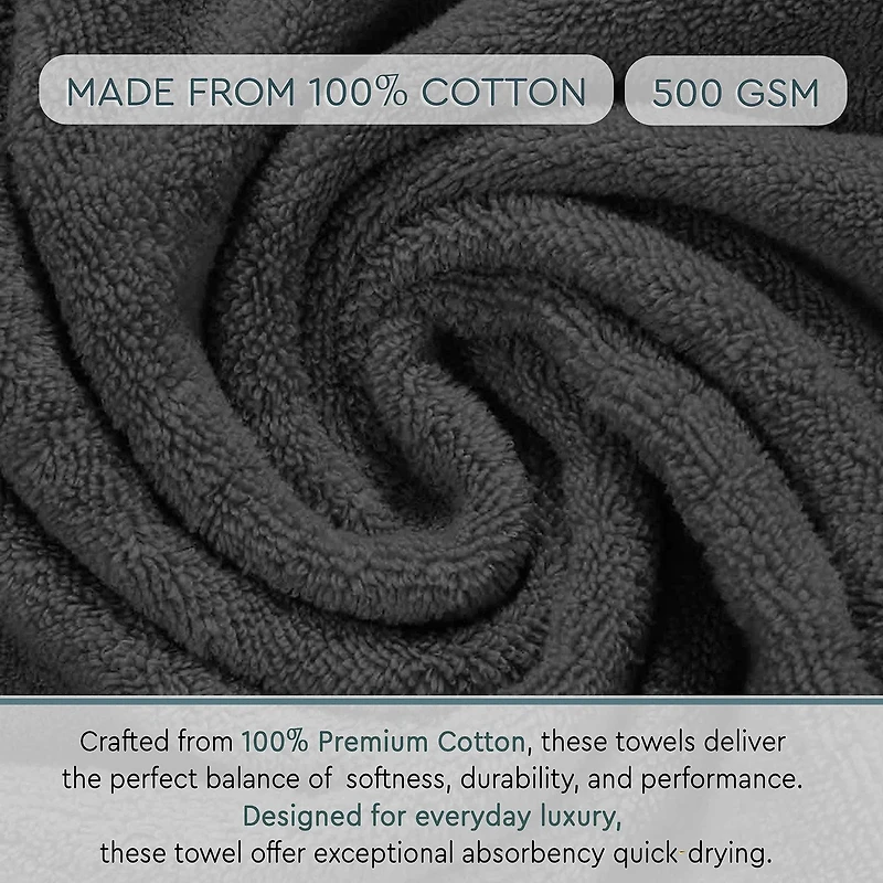 Home Weavers Inc Hazel Collection 100% Cotton Zero Twist -pc. Quick Dry Bath Towel Set