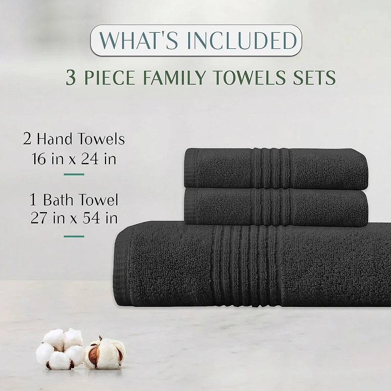 Home Weavers Inc Hazel Collection 100% Cotton Zero Twist Super Absorbent -pc. Quick Dry Bath Towel Set