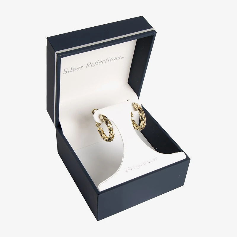 Silver Reflections Womens 14K Gold Over Brass 21mm Hoop Earrings