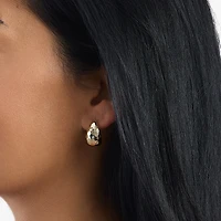 Silver Reflections Womens 14K Gold Over Brass 19mm Hoop Earrings