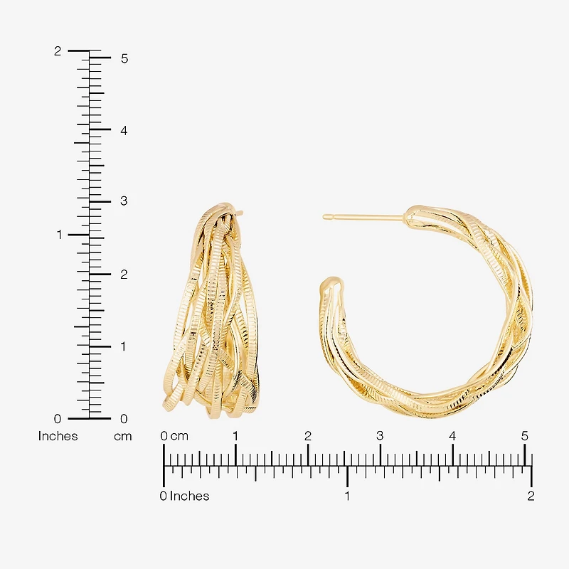 Silver Reflections Womens 14K Gold Over Brass 30mm Hoop Earrings