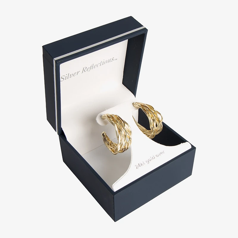 Silver Reflections Womens 14K Gold Over Brass 30mm Hoop Earrings