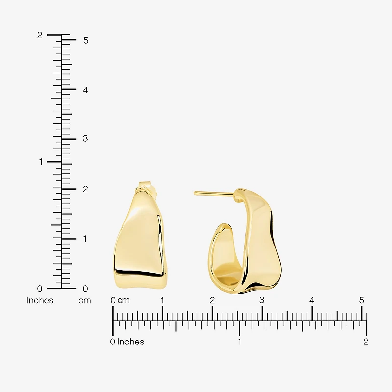 Silver Reflections Womens 14K Gold Over Brass 19mm Hoop Earrings