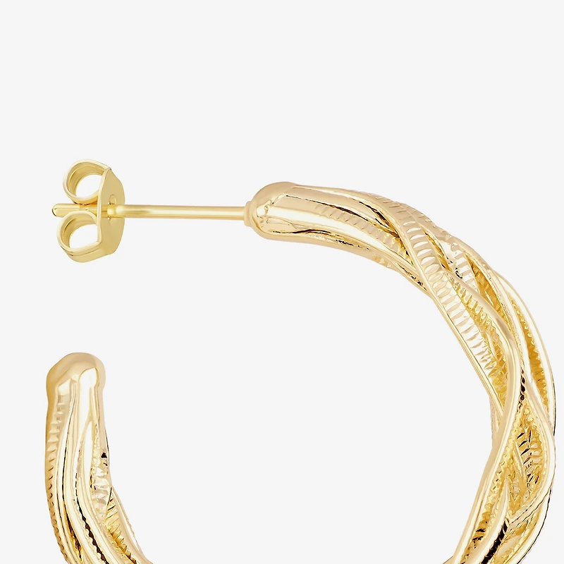Silver Reflections Womens 14K Gold Over Brass 30mm Hoop Earrings