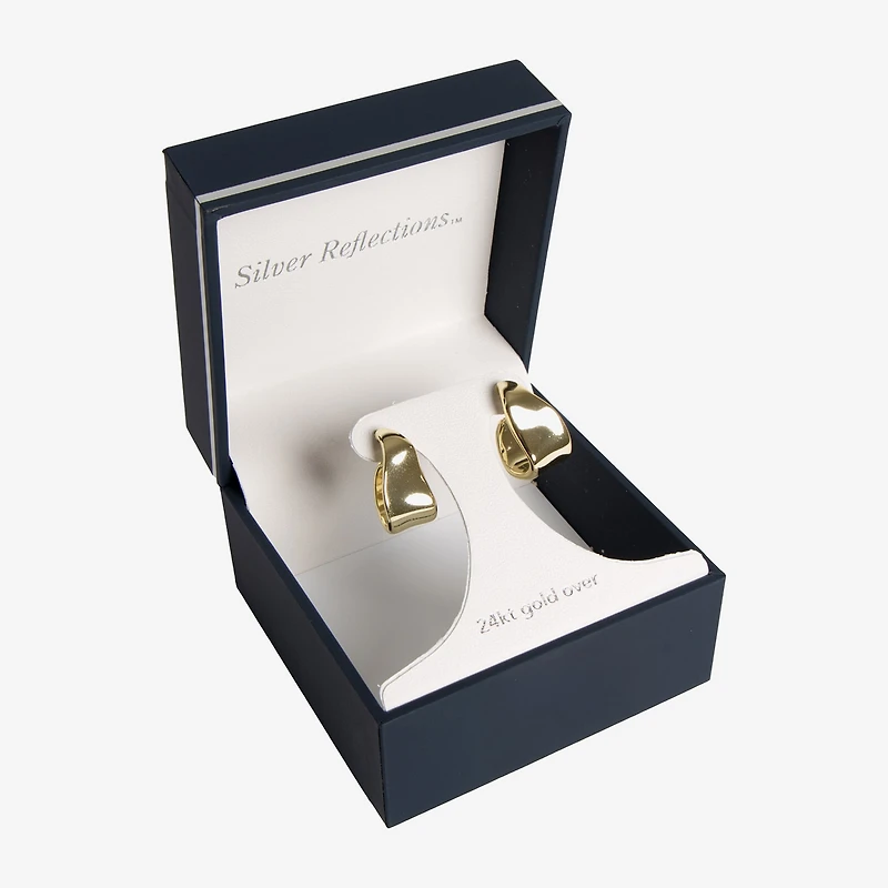 Silver Reflections Womens 14K Gold Over Brass 19mm Hoop Earrings