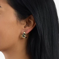 Silver Reflections Womens 14K Gold Over Brass 19mm Hoop Earrings