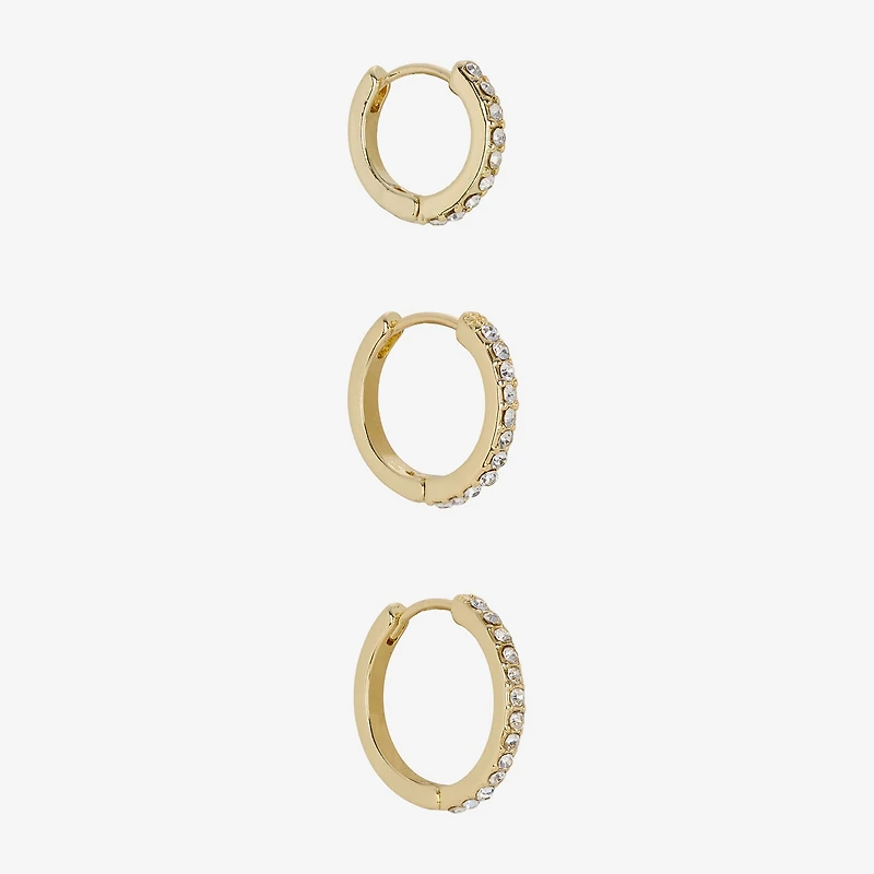 Sparkle Allure Womens Cubic Zirconia 14K Gold Over Brass 15mm Hoop Earrings