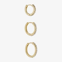 Sparkle Allure Womens Cubic Zirconia 14K Gold Over Brass 15mm Hoop Earrings