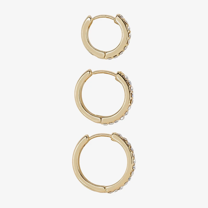 Sparkle Allure Womens Cubic Zirconia 14K Gold Over Brass 15mm Hoop Earrings