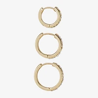 Sparkle Allure Womens Cubic Zirconia 14K Gold Over Brass 15mm Hoop Earrings