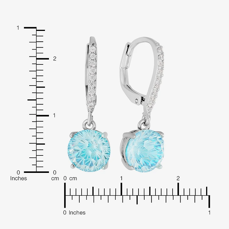 Sparkle Allure Womens Blue Cubic Zirconia Pure Silver Over Brass Drop Earrings