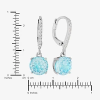 Sparkle Allure Womens Blue Cubic Zirconia Pure Silver Over Brass Drop Earrings