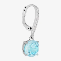 Sparkle Allure Womens Blue Cubic Zirconia Pure Silver Over Brass Drop Earrings