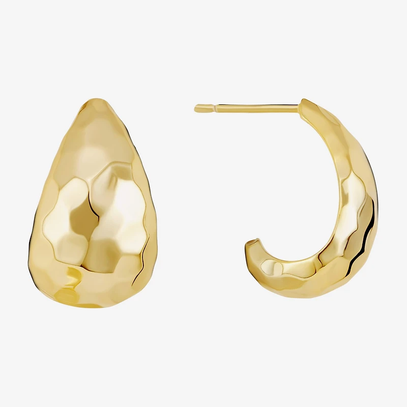 Silver Reflections Womens 14K Gold Over Brass 19mm Hoop Earrings