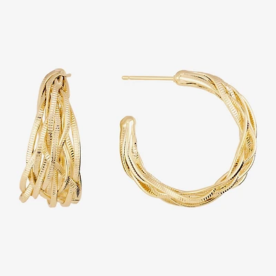 Silver Reflections Womens 14K Gold Over Brass 30mm Hoop Earrings