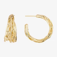 Silver Reflections Womens 14K Gold Over Brass 30mm Hoop Earrings