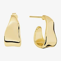 Silver Reflections Womens 14K Gold Over Brass 19mm Hoop Earrings