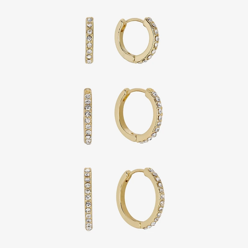 Sparkle Allure Womens Cubic Zirconia 14K Gold Over Brass 15mm Hoop Earrings