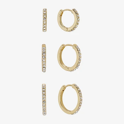 Sparkle Allure Womens Cubic Zirconia 14K Gold Over Brass 15mm Hoop Earrings